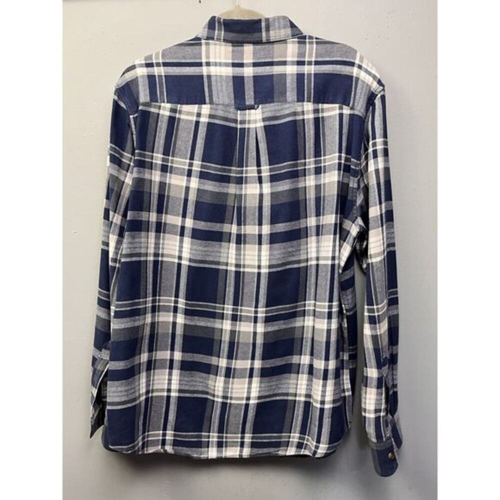 Chaps Brushed Flannel Shirt Mens‎ Large Blue Plaid button front Casual - Picture 2 of 8